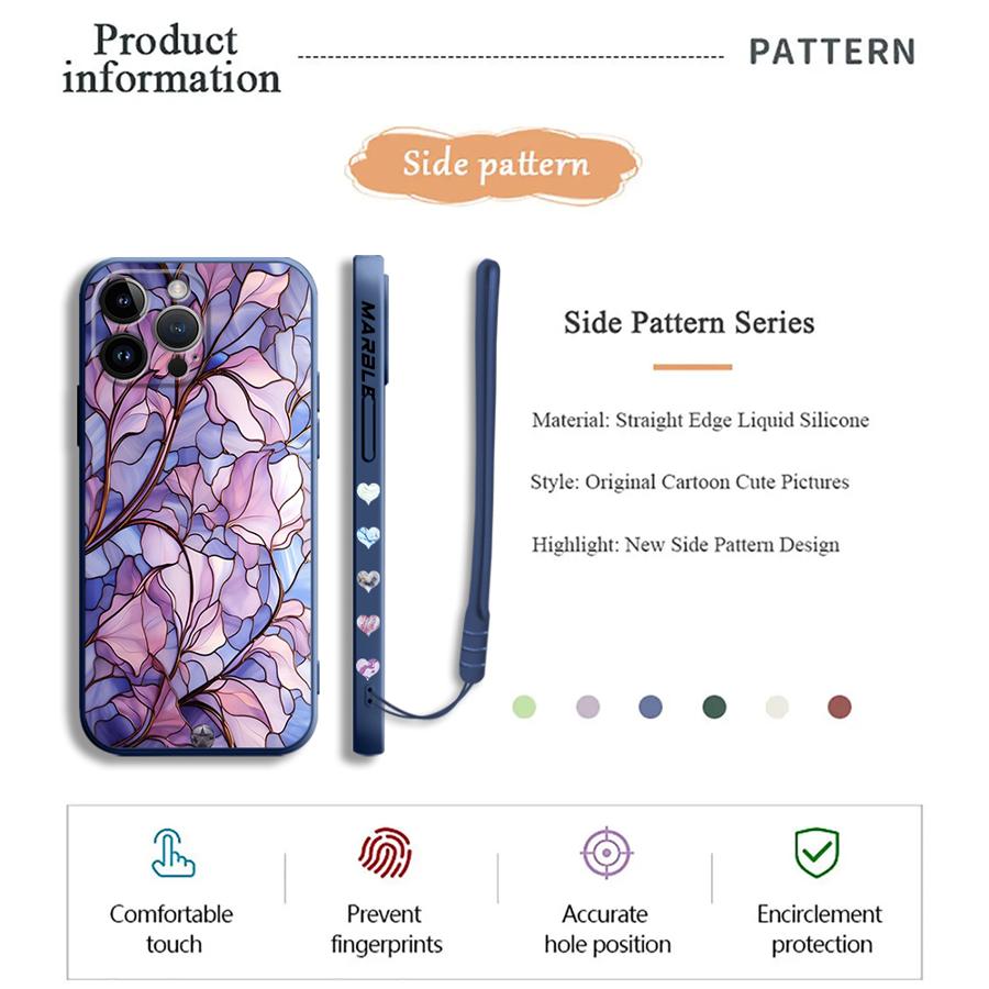 Flower Marble Phone Case for i - Lanyard Anime Logo recension och pris